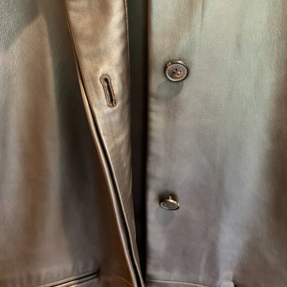 Jones New York Women's Dark Brown Leather Button-Up Jacket, Size: XL - Picture 5 of 16